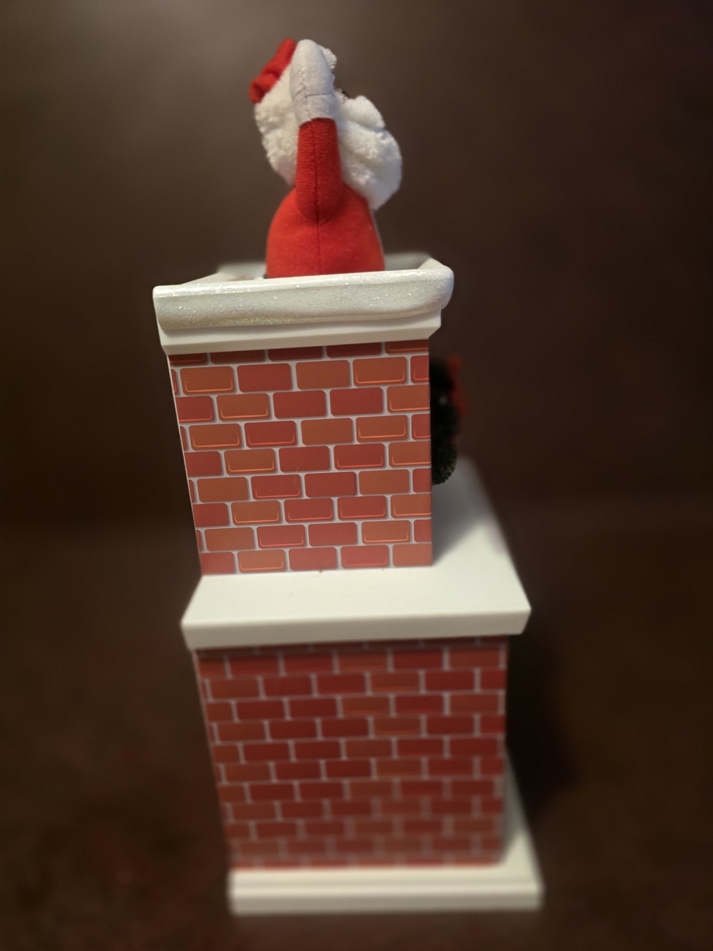 Festive Santa in Chimney Figurine - Red & White